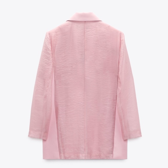 Zara mixed organza jacket / blazer pale pink NWT - Picture 7 of 8
